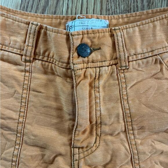 Free People Women's Orange Frayed Edge Shorts 0 - Picture 8 of 9